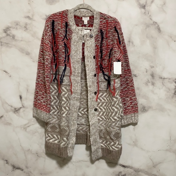 Caslon Multi Color Aztec Jacquard Sweater Coat - Picture 3 of 9